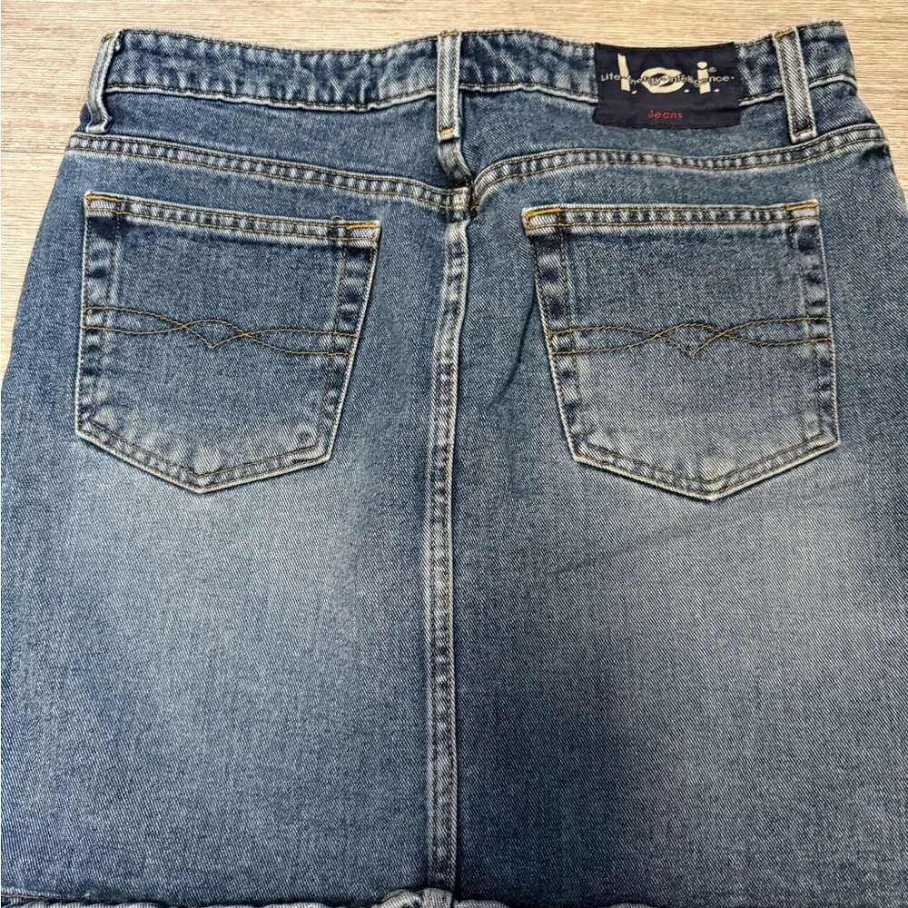 L.E.I Denim A-Line Medium Wash Mini Skirt